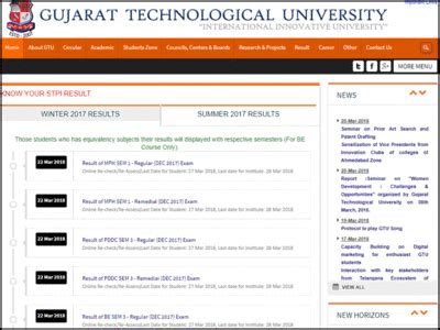 gtu result 2017|GTU winter session result 2017 declared at gturesults.in.